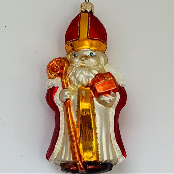 Santa Cardinal/Bishop Vintage Glass Ornament - Picture 1 of 8